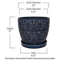 Blue Majesty Mediterranean Bell Ceramic Planter Pot - 10 inch - Bumble Plants