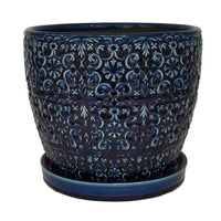 Blue Majesty Mediterranean Bell Ceramic Planter Pot - 10 inch - Bumble Plants