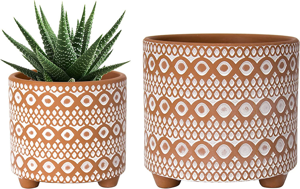 Sahara Grove Moroccan Terracotta Planter Pot (Set of 2) -4 & 6 Inch